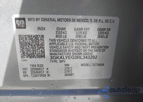 2024 GMC Terrain Awd At4 z USA, uszkodzony, nr VIN 3GKALYEG3RL343292